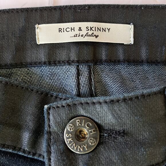 Rich & Skinny Dark Wash Tuxedo Stripe Coated Skinny Jeans Size 29 - Picture 8 of 9